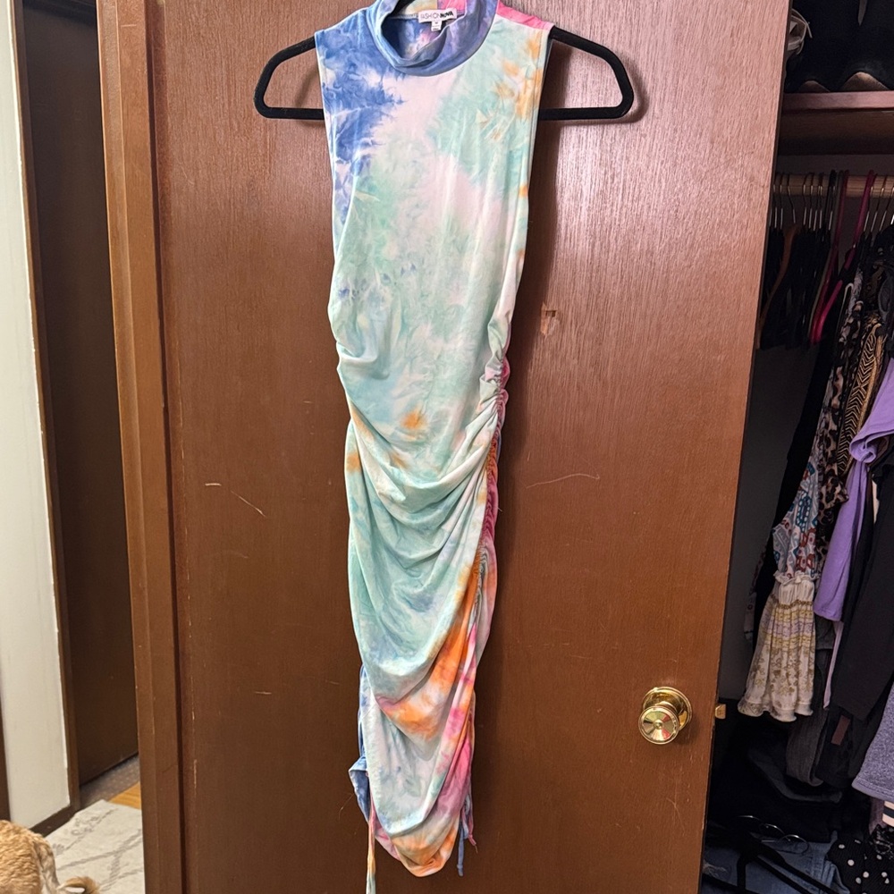Fashion Nova Asymmetrical Tie-Dye Dress
